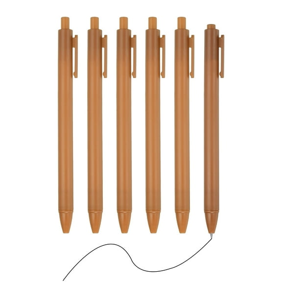 Uxcell 6 Pack Retractable Pens 0.5mm, Black Gel Ink Pens Retractable Ballpoint Pen Fine Point Smooth Writing Cute for Office Home Supplies Journaling Notebook, Brown
