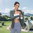 thumbnail image 6 of OIUUAK Women's UPF 50+ Jackets Sun Protection Golf Athletic Jackets Lightweight Full Zip Long Sleeve Shirts with Pockets Quick Dry Sun Shirt Athletic Golf, Dark Gray, 6 of 9