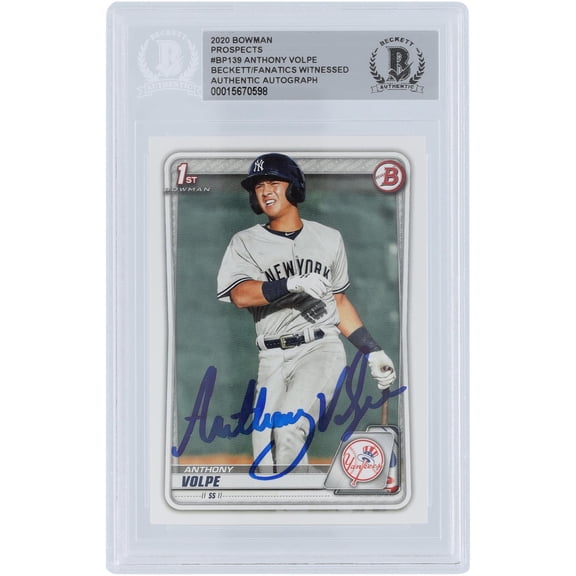 Anthony Volpe New York Yankees Autographed 2020 Bowman Prospects 1st Bowman #BP-139 Beckett Fanatics Witnessed Authenticated Card - Fanatics Authentic Certified