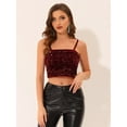 thumbnail image 4 of Disfraz de Halloween Camisola de terciopelo con tirantes finos y lentejuelas brillantes para mujer borgoña XL, 4 of 4