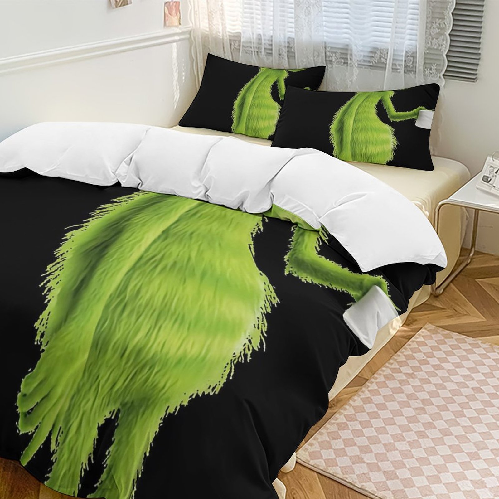 Grinch Drinking Coffee Bed Sheet Set for Kids Boys Girls,Duvet Cover ...