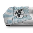 thumbnail image 3 of Hockey Soft Flannel Fleece Throw Blanket, Grungy Retro Style Halftone Background a Goaltender in Circle, Cozy Plush for Indoor and Outdoor Use, 60" x 80", Pale Blue Black White, by Ambesonne, 3 of 6