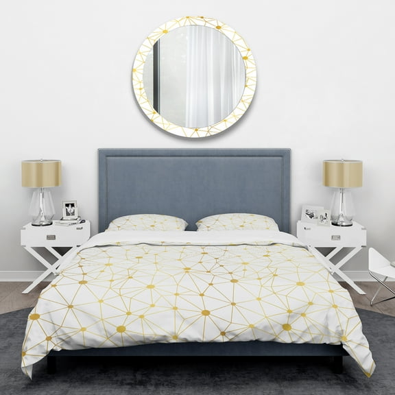 Designart 'Golden Grid I' Mid-Century Modern Duvet Cover Set