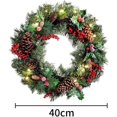 thumbnail image 2 of 40cm Pre-lit Christmas Wreath for Door with Lights, Lighted Artificial Wreath (16 inches), 2 of 5