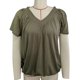 thumbnail image 1 of Blusa plisada de manga corta Blusa plisada con escote en V de color liso para mujer Lady Dating, 1 of 3