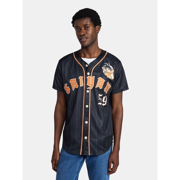Dragon Ball Z Men's and Big Men's Graphic Button Up Jersey, Sizes XS-5XL