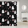 thumbnail image 2 of Manfei Classic Halloween Pumpkin Lantern Shower Curtain 72Wx78L,Colorful Fall Leaf Pattern Bath Curtain, 2 of 5