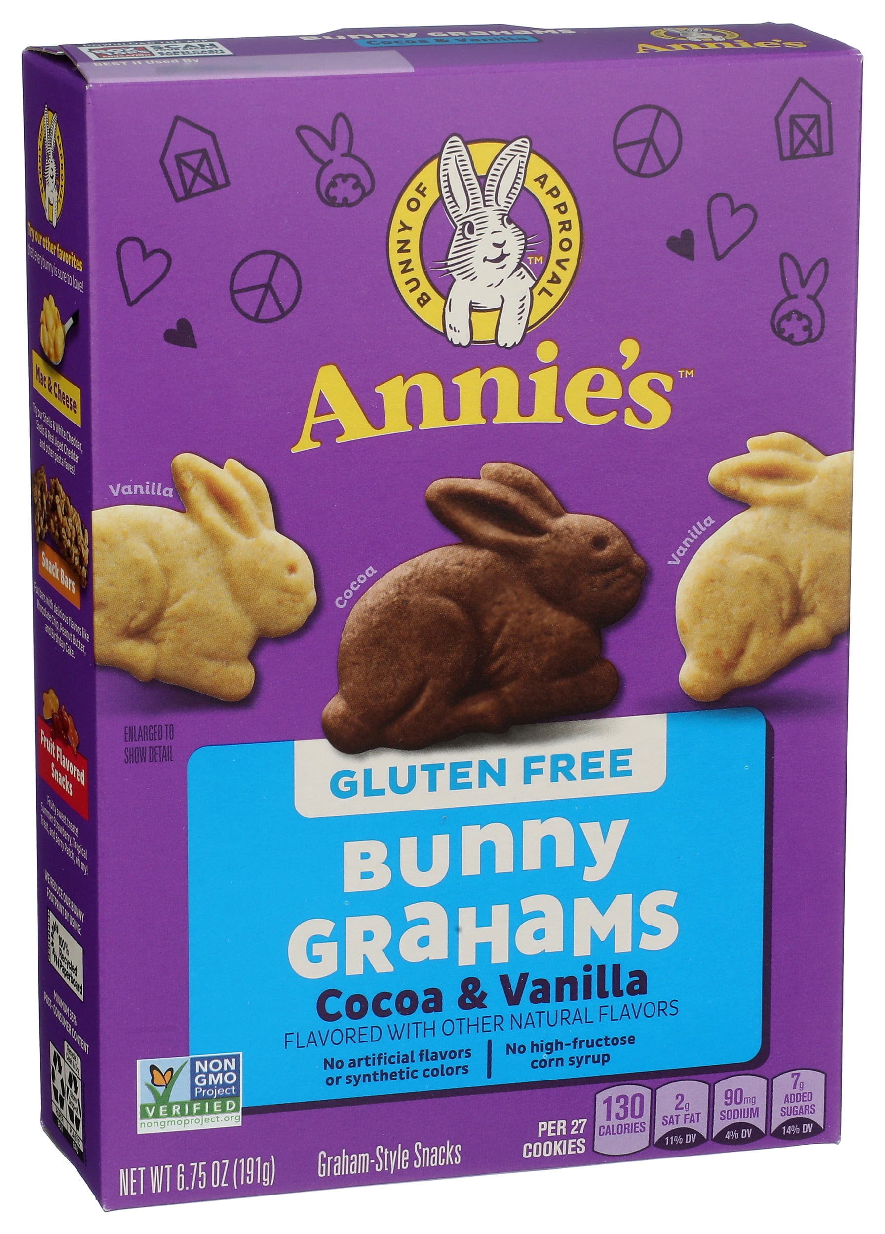 Pack of 12, Annies Gluten-Free Cocoa & Vanilla Bunny Grahams, 6.75 oz