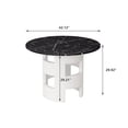 thumbnail image 2 of 42.12"Modern Round Dining Table with Printed Black Marble Table Top for Dining Room, Kitchen, Living Room, Black+White, 2 of 7
