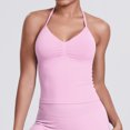 thumbnail image 7 of Felirenzacia Women's Moist Wicking Halter Neck Camisoles, Pleates Front Heart Neckline Athletic Cropped Tank Top,Hot Pink,S, 7 of 7
