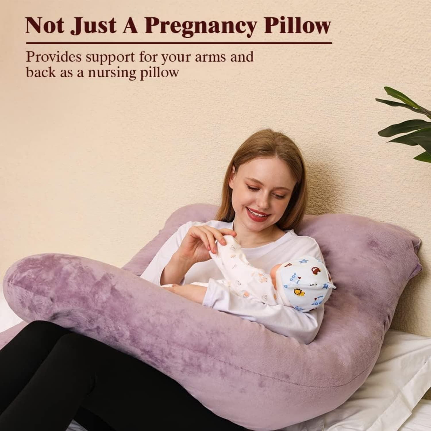 Pregnancy Pillow, U Shape Pregnancy Pillows for Sleeping, 55in Body Pillow for Sleeping, Body Pillows for Adults, Maternity Pillow, Velvet Removable Cover, Pink