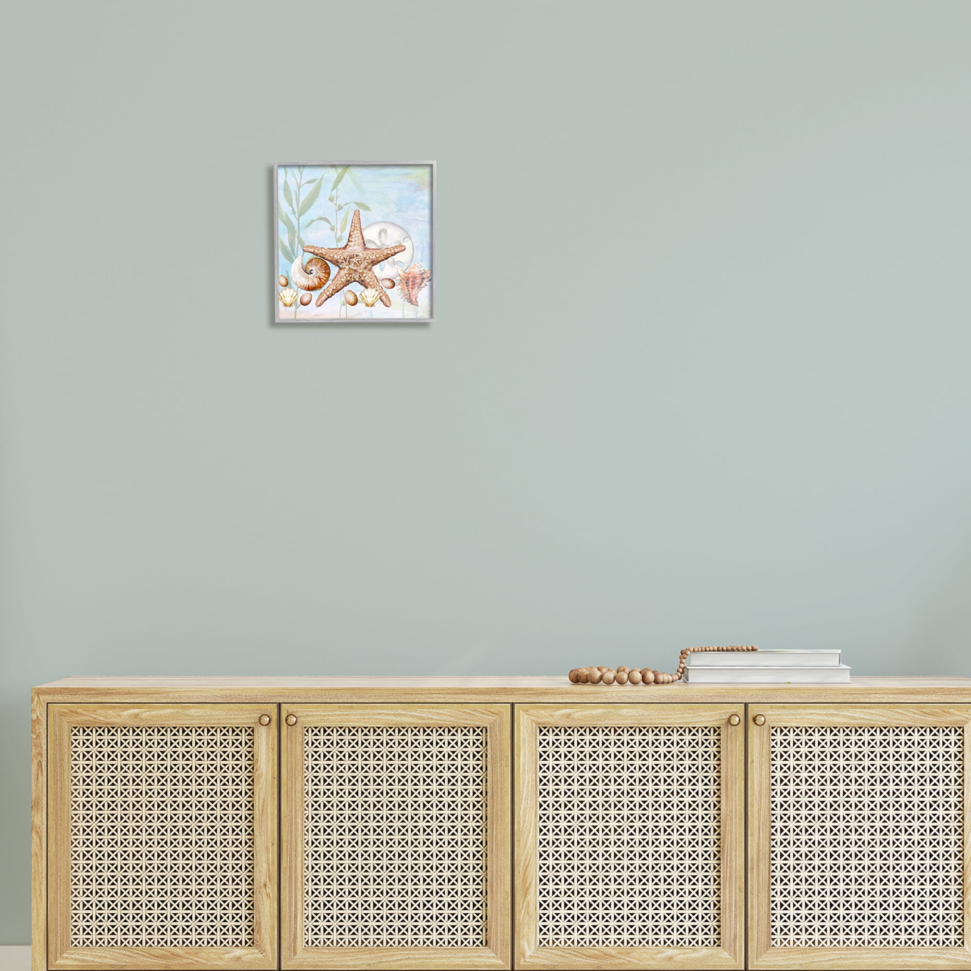 Stupell Industries Starfish Seashells Underwater Plants Ocean Beach Painting Framed Wall Art, 12 x 12, Design by Diannart