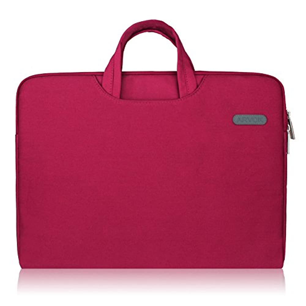 ARVOK 15 15.6 16 Inch Water-Resistant Canvas Fabric Laptop Sleeve with Handle&Zipper Pocket/Notebook Computer Case/Ultrabook Briefcase Carrying Bag/Pouch Cover for Acer/Asus/Dell/Lenovo/HP,Wine Red - image 2 of 7
