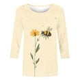 thumbnail image 4 of Tnhcen Women's Fall World Bee Day Print Crewneck 3/4 Sleeve Loose Fit T-Shirt - Plus Size Friendly Autumn Graphic Tops S-5XL, 4 of 5