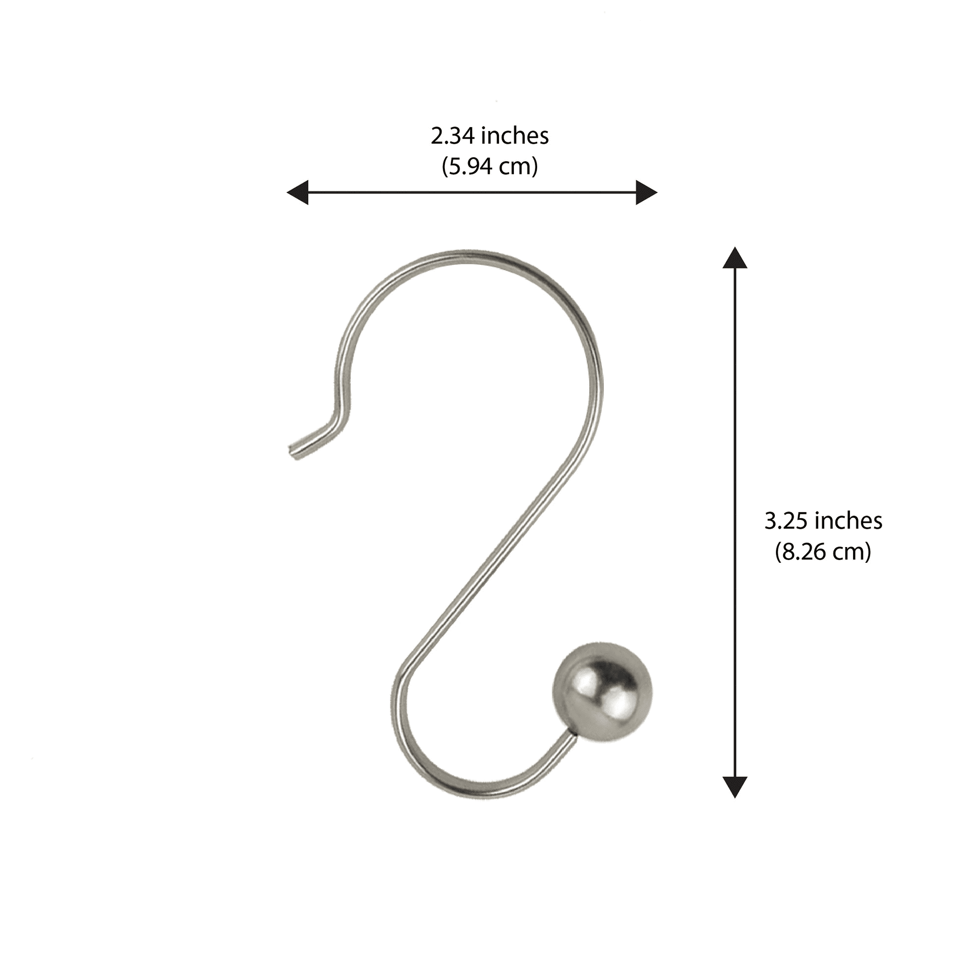 Better Homes & Gardens Nickel Ball Rust-Proof Steel Shower Hooks, Set of 12