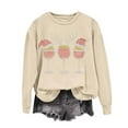 thumbnail image 2 of Atogsazn Womens Christmas Sweatshirt Casual Crew Neck Long Sleeve Shirt Loose Fit Pullover Tops Fall Clothing 03-Khaki S Fashion, 2 of 5