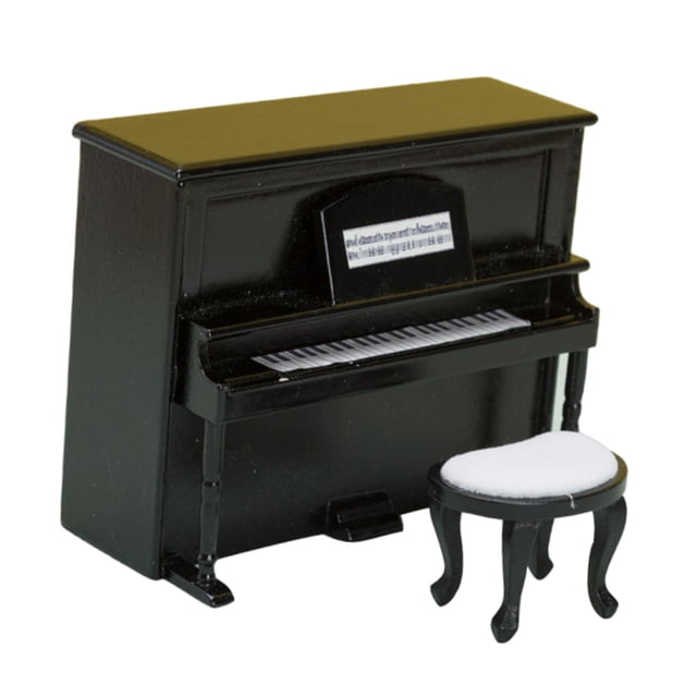 Piano de casa de muñecas a escala 1/12, elegante y vívido instrumento musical en miniatura. Negro