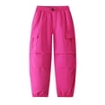 thumbnail image 2 of Holiday Gift Finder 7-14 Years Children's Fashion Solid Color Loose Drawstring Pocket Ankle Work Pants Long Pants Hot Pink 10-12 Years, 2 of 6