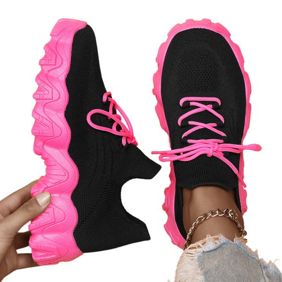Women's Wide Width Slip On Sneakers, Breathable Knit Walking Shoes for Daily Wear