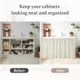 thumbnail image 6 of Cream Solid Color Cabinet Curtains 35"W x 35"L, Aesthetics Contemporary Luxury Sink Skirt for Bathroom Vanity Kitchen Self Adhesive, Dust-Proof Privacy Curtain for Shelves Closet Laundry Room Pantry, 6 of 9