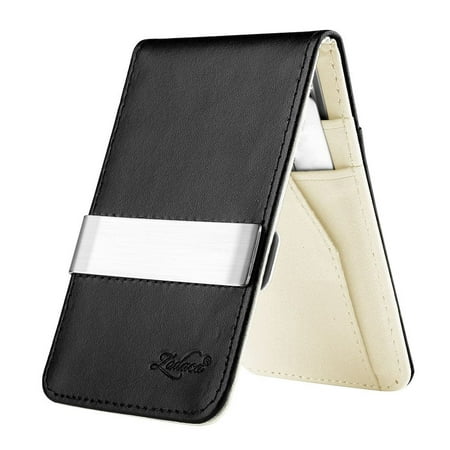 Zodaca Black/White Mens Faux Genuine Leather Silver Money Clip Wallets ID Credit Card (Best Money Back Credit Card Canada)