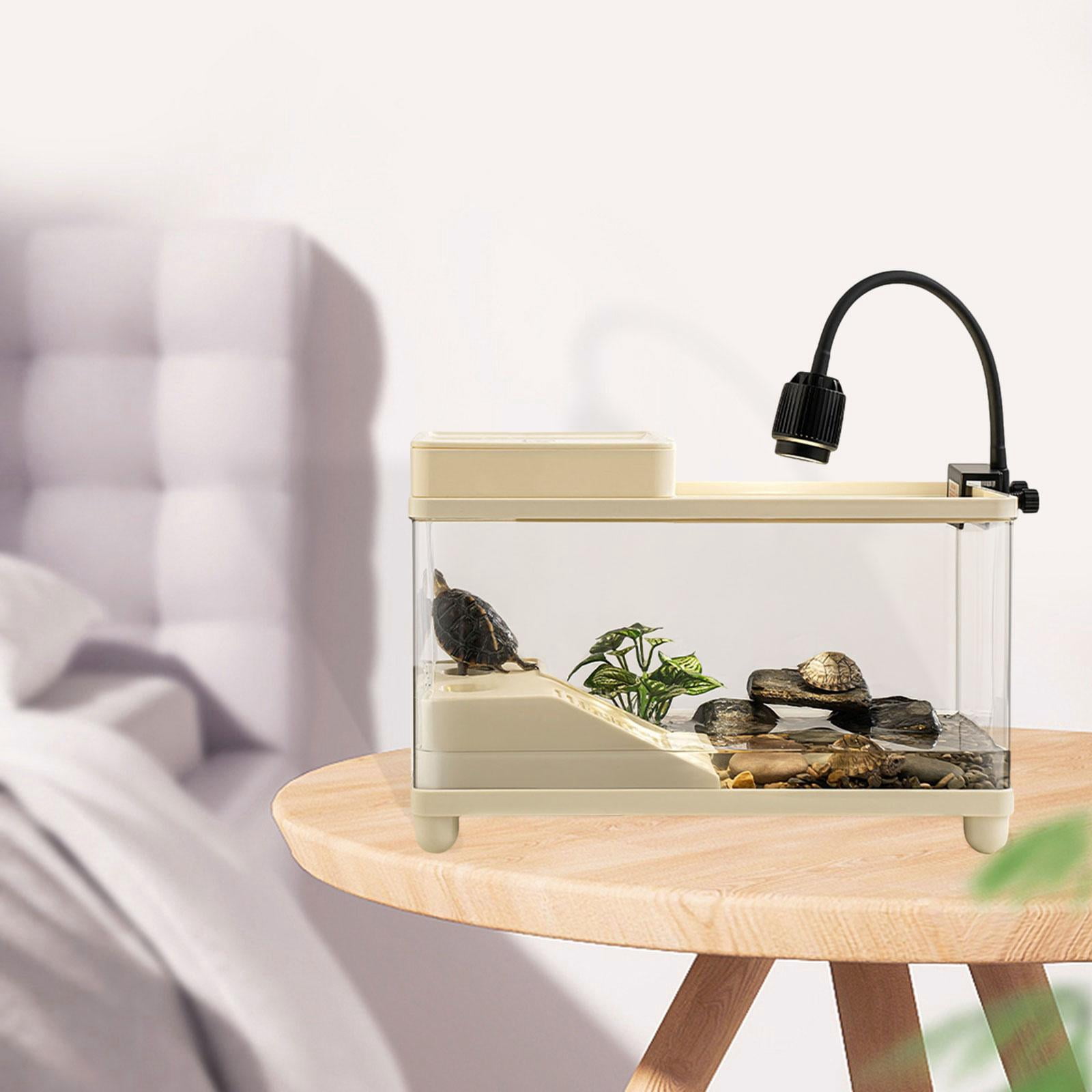 CarpNettore Large Turtle Tank Clear Terrarium Spacious Sturdy Turtle Habitat Reptile Habitat Beige
