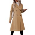thumbnail image 5 of Women's Casual and Stylish Long Solid Color Wool Coat with Double-breasted Lapel Camel XL, 5 of 5