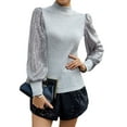 thumbnail image 4 of ZXSXSY Womens Sparkle Sequins Long Sleeve Mock Neck Ribbed Knit Pullover Sweaters, 4 of 7