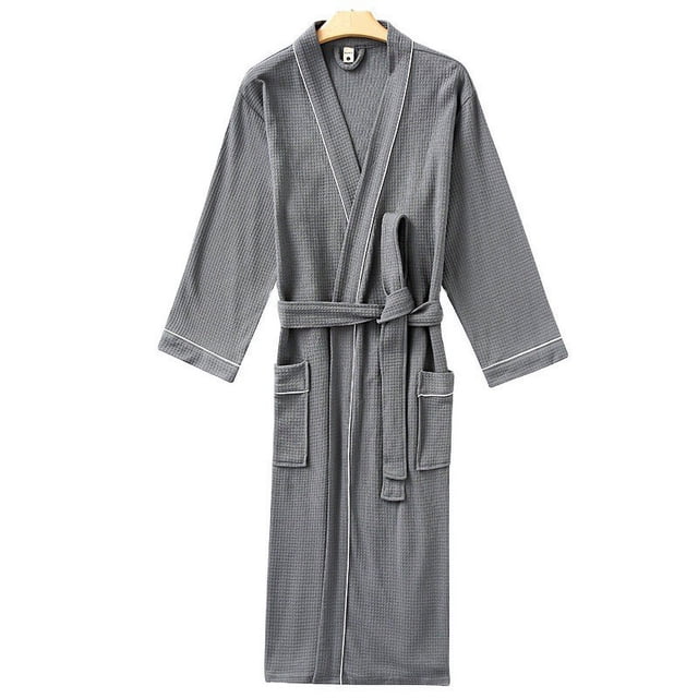 Bata de baño larga para hombres y mujeresGrisL(60-80kg)