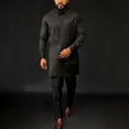 thumbnail image 2 of JLFKNG Men's Simple Suit African Style Long Sleeve Solid Color Shirt And Pants Casual Suit Lounge Summer Sets, 2 of 8
