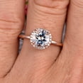 thumbnail image 5 of 1.25 Carat 6mm Round Cut Aquamarine Engagement Ring On 10k Rose Gold Halo Antique Design, 5 of 5