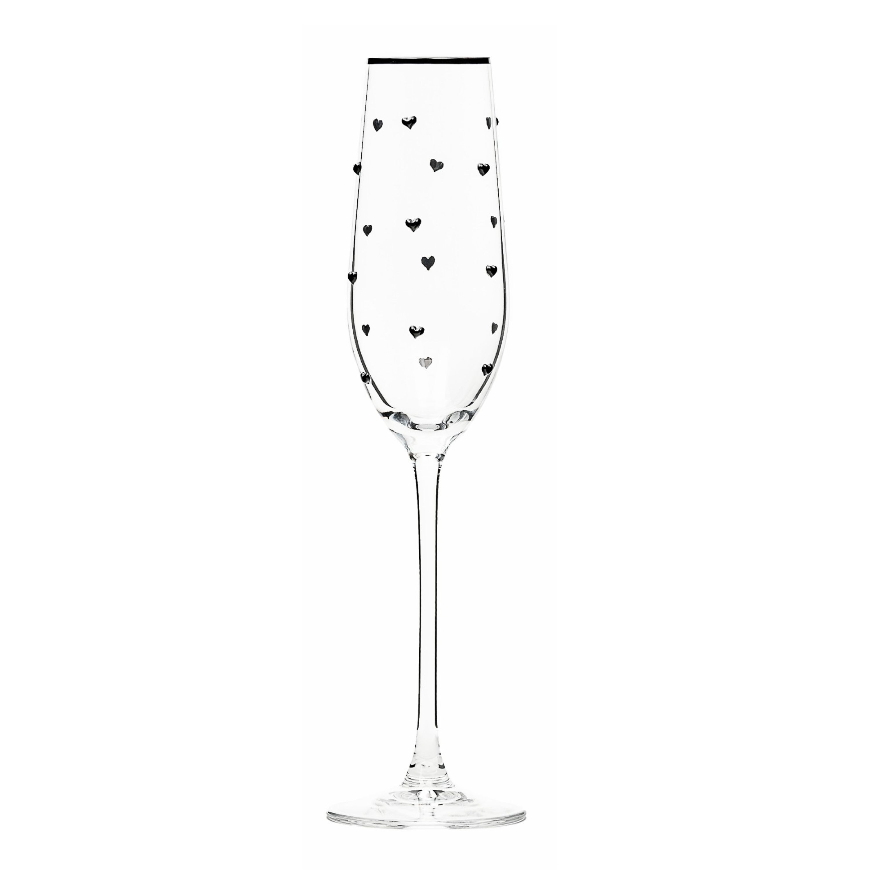 10 Strawberry Street Charming Heart t Glassware, Flute, Set of 4
