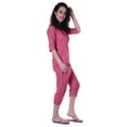 thumbnail image 3 of Moomaya Printed Cotton 3/4 Sleeve Shirt With Capri 2 Piece Nightwear Set Sleepwear For Womens, 3 of 7