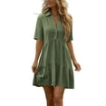 thumbnail image 3 of TaTaai Women's Casual Collared Short Sleeve Dress with Button Front, Soft Linen Blend, and Comfortable Mini Length Gift, 3 of 9