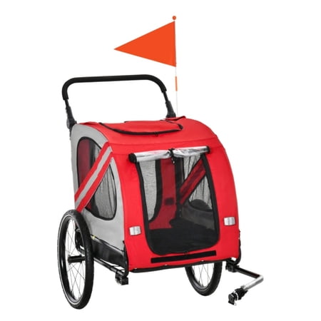 Aosom 2-in-1 Pet Bike Trailer for Small Dogs  Road-Visibility Bicycle Stroller  Weather-Strong Bike Wagon Trailer Sidecar Attachment  Red price history on PriceWatchPro