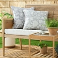 thumbnail image 2 of MARTHA STEWART Distressed Jacobean Indoor Outdoor Decorative Pillow 2-Pack Set, UV Fade Resistant, Water Repellent, Printed Floral Design, Grey, 18"x18", 2 of 9