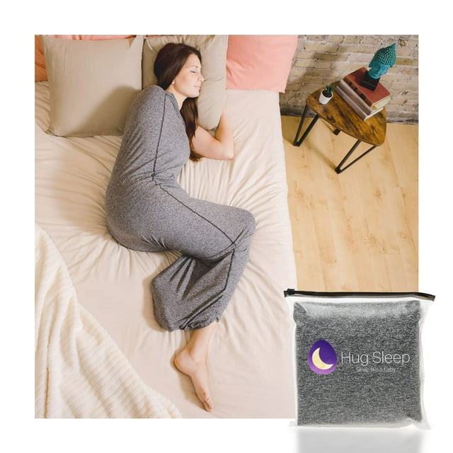 Hug Sleep, Sleep Pod Move la Machine de Refroidissement Originale Couverture Portable Lavable + Alternative à la Couverture Pondérée comme Vu sur l'Aquarium pour Hommes, Femmes, Adolescents et Enfants, Gris, Moyen
