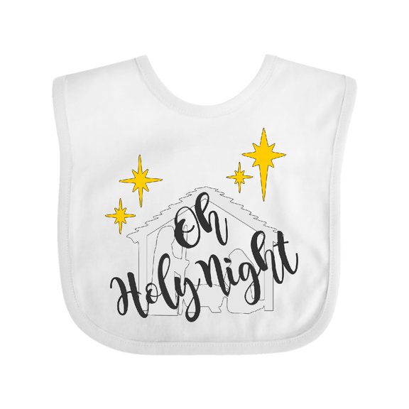 Inktastic Oh Holy Night Christmas Nativity with Yellow Stars Boys or Girls Baby Bib