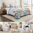 thumbnail image 6 of Twin Quilt Set 68''x86'', Coastal Blue Lightweight Summer Bedspread Coverlet Set with 2 Pillow Shams, Ocean Coral Starfish Shell Nautical Seagrass Breathable All Season Quilt Bedding for Dorm/Bedroom, 6 of 9