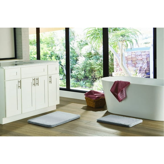Better Homes & Gardens Silver Faux Rabbit Fur Bath Rug Set, 2-Piece, 17" x 24" & 20" x 30"