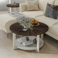 thumbnail image 6 of Open Box COZAYH Rustic Farmhouse LG Wood Coffee Table with Storage Shelf, Brown, 6 of 8