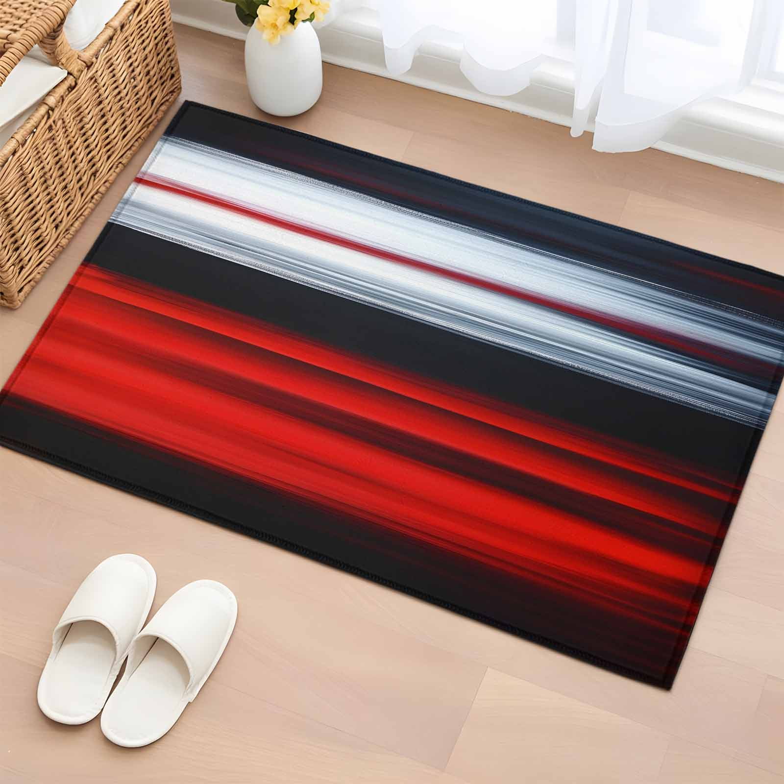Rectangle Rug 2x3ft Area Rug Abstract Red White Black Gradient Area Rugs for Living Room Bedroom Modern Color Mosaic Art Floor Mat Non-Slip Non-Shedding Carpet Indoor Accent Rugs