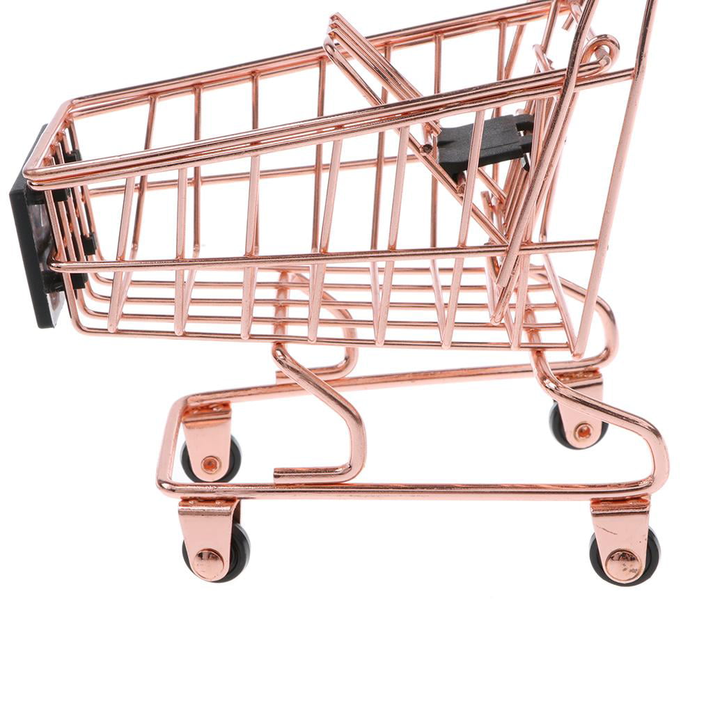 Shopping Cart with Sturdy Metal Frame for Kids Pretend Play Toy Rose Gold M 
