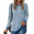 thumbnail image 2 of Besolor Womens Fall Spring Tunic Tops Color Match Crewneck Long Sleeve Shirts Casual Loose Trendy Pullover Blouse, 2 of 4