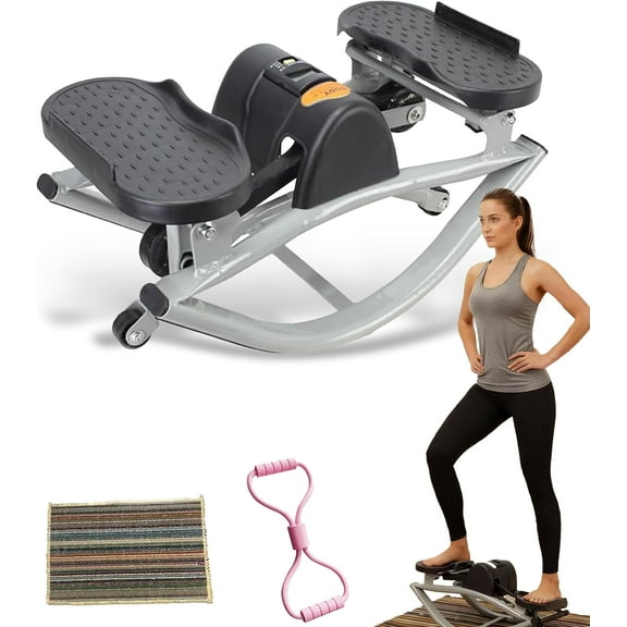 Portable Lateral Rocking Fitness Stepper, Low-Impact Side to Side Stepper for Beginner, with LCD Monitor and Protective Blanket, for Home Workouts
