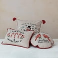 thumbnail image 2 of Creative Co-Op Round Cotton Printed Pillow with Cardinals, Embroidery and Corduroy Back "Birds Of A Feather, Christmas Together", Multicolor, 2 of 4
