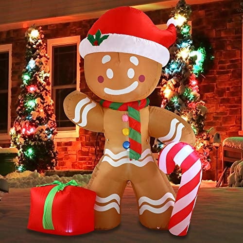 Gorro de jengibre navideño con decoración inflable de 2,4 m, de Joiedomi
