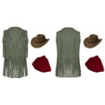 thumbnail image 2 of iefiel Gilet à Franges en Faux Suède pour Femmes Gilet à Franges Rivets Veste Cardigan Ouvert Vert P, 2 of 6
