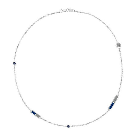 Tigers Logo Pendant The University Of Memphis - Tigers Logo Engraved Sapphire 5 Station Necklace In Blue And Grey ()