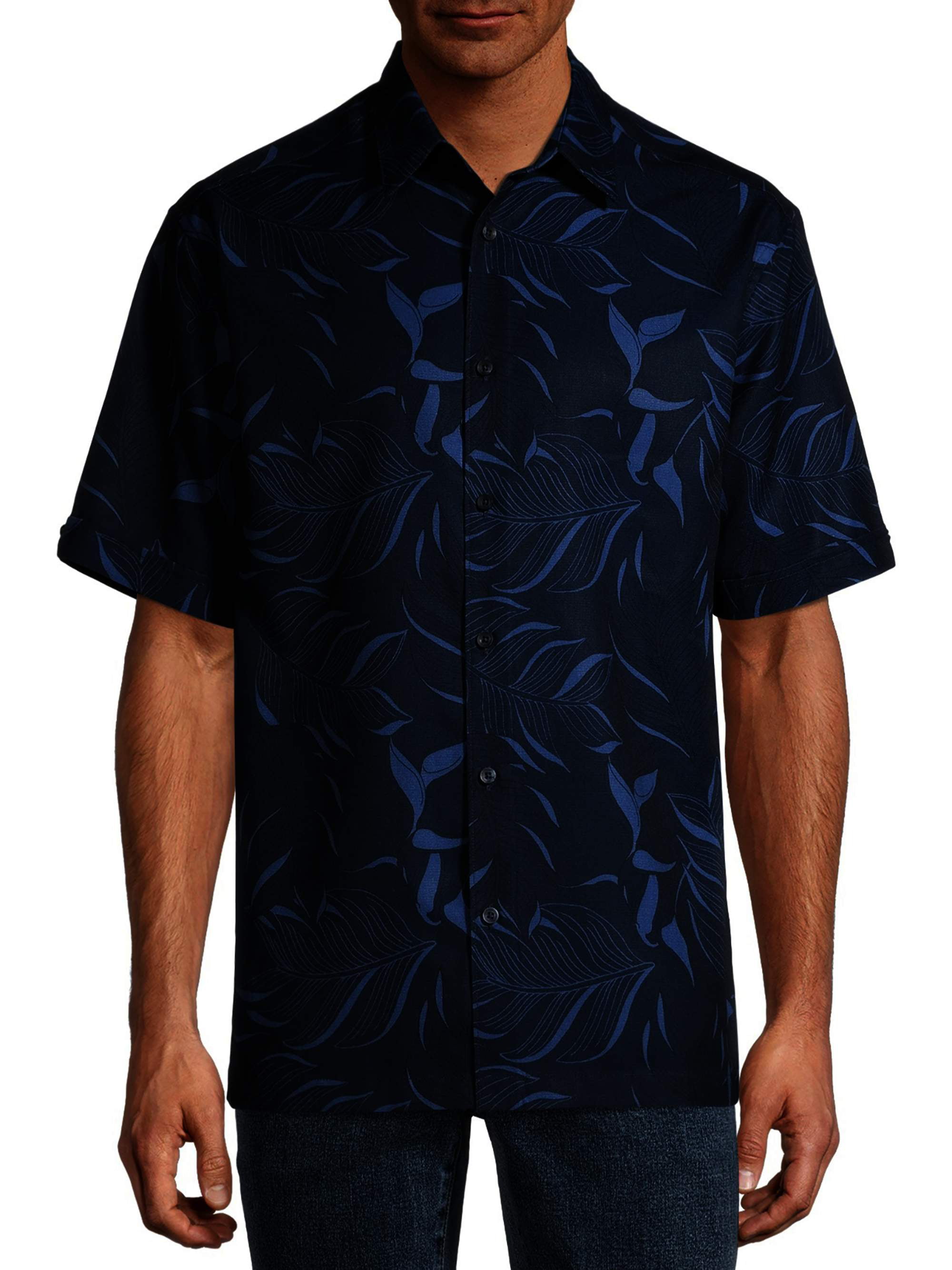 Cafe Luna Men's Short Sleeve Printed Tropical Woven Shirt - Walmart.com